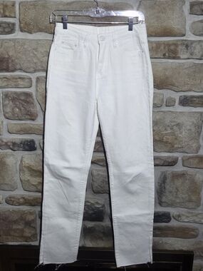 Ksubi White Denim High Rise Straight Leg Raw Hem Jeans Women's Size 26